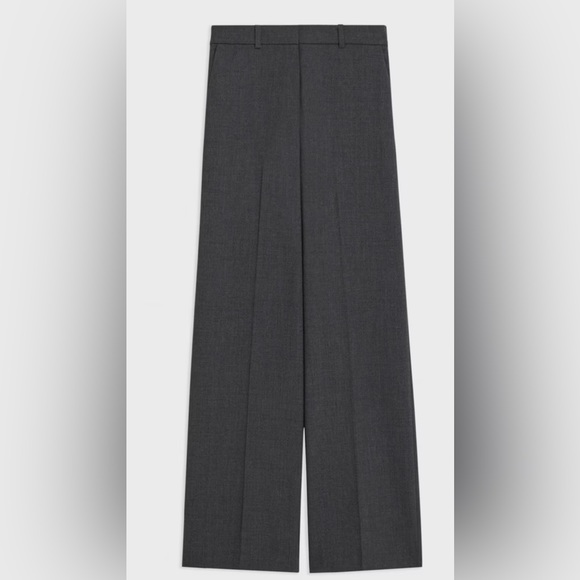 Theory size 12 petite medium grey wool pants wide leg office pockets 12P - Picture 1 of 2